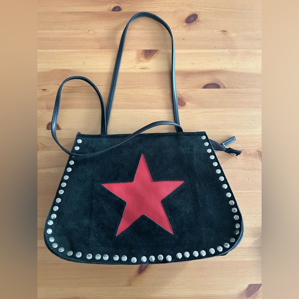 Black and Red Star Studded Women's Bag